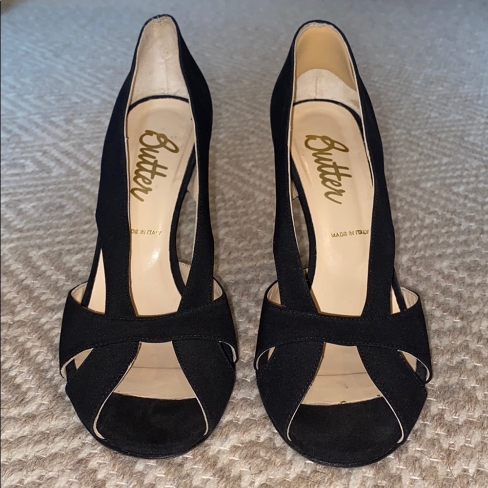 Butter Black Open-Toed Heels